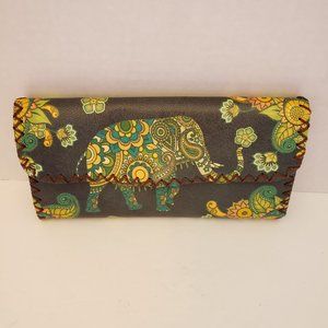 Elephant and Floral Print Trunk Up Good Luck Wallet